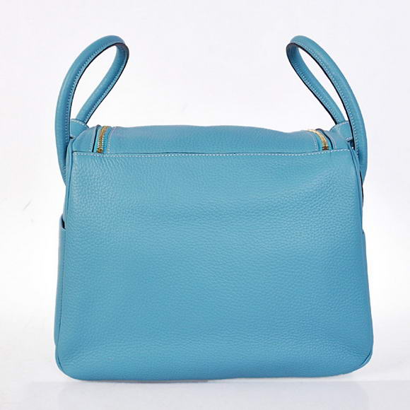 Hermes Lindy 30CM Havanne Handbags 1057 Light Blue Leather Golden Hardware Hermes Lindy 30CM Havanne Handbags 1057 Light Blue Leather Golden Hardware