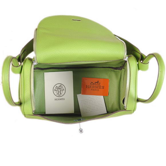 Hermes Lindy 30CM Havanne Handbags 1057 Light Green Leather Silver Hardware Hermes Lindy 30CM Havanne Handbags 1057 Light Green Leather Silver Hardware