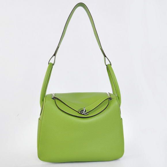 Hermes Lindy 30CM Havanne Handbags 1057 Light Green Leather Silver Hardware Hermes Lindy 30CM Havanne Handbags 1057 Light Green Leather Silver Hardware