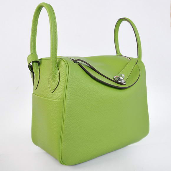 Hermes Lindy 30CM Havanne Handbags 1057 Light Green Leather Silver Hardware Hermes Lindy 30CM Havanne Handbags 1057 Light Green Leather Silver Hardware