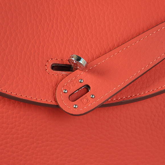 Hermes Lindy 30CM Havanne Handbags 1057 Light Red Leather Silver Hardware Hermes Lindy 30CM Havanne Handbags 1057 Light Red Leather Silver Hardware