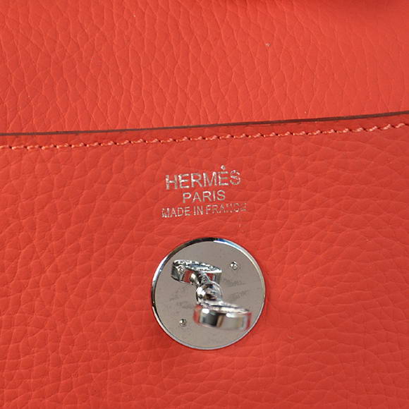 Hermes Lindy 30CM Havanne Handbags 1057 Light Red Leather Silver Hardware Hermes Lindy 30CM Havanne Handbags 1057 Light Red Leather Silver Hardware
