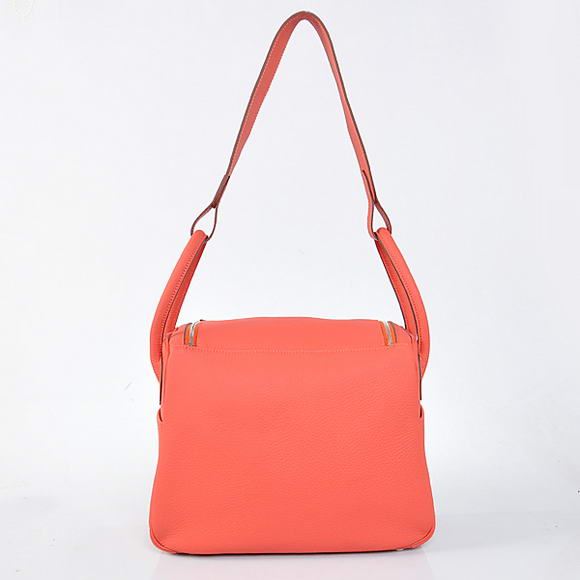 Hermes Lindy 30CM Havanne Handbags 1057 Light Red Leather Silver Hardware Hermes Lindy 30CM Havanne Handbags 1057 Light Red Leather Silver Hardware