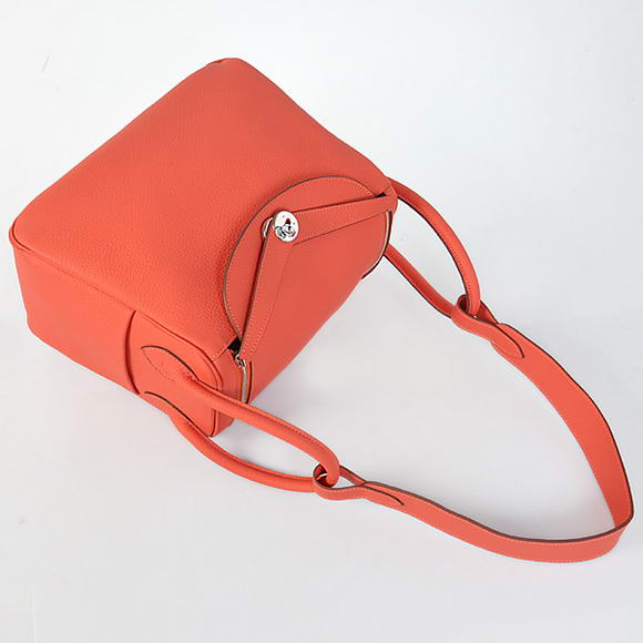 Hermes Lindy 30CM Havanne Handbags 1057 Light Red Leather Silver Hardware Hermes Lindy 30CM Havanne Handbags 1057 Light Red Leather Silver Hardware