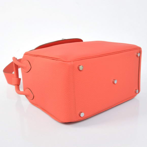 Hermes Lindy 30CM Havanne Handbags 1057 Light Red Leather Silver Hardware Hermes Lindy 30CM Havanne Handbags 1057 Light Red Leather Silver Hardware