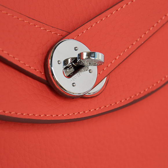 Hermes Lindy 30CM Havanne Handbags 1057 Light Red Leather Silver Hardware Hermes Lindy 30CM Havanne Handbags 1057 Light Red Leather Silver Hardware