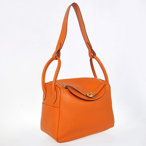 Hermes Lindy 30CM Havanne Handbags 1057 Orange Leather Golden Hardware Hermes Lindy 30CM Havanne Handbags 1057 Orange Leather Golden Hardware