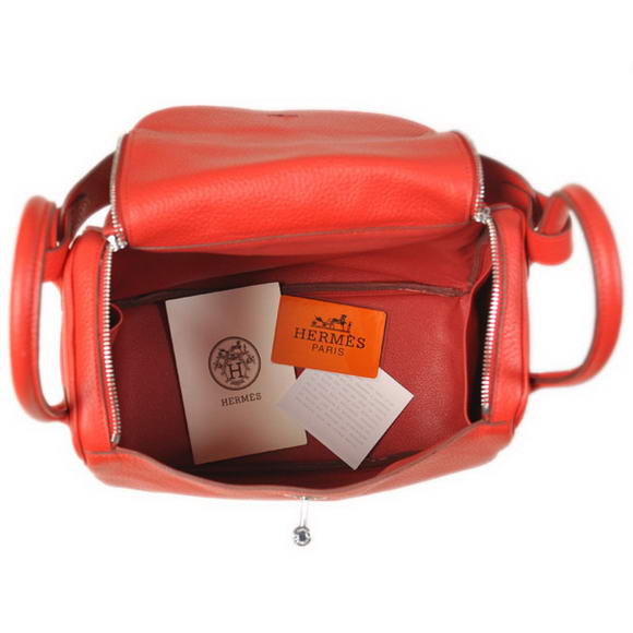 Hermes Lindy 30CM Havanne Handbags 1057 Red Leather Silver Hardware Hermes Lindy 30CM Havanne Handbags 1057 Red Leather Silver Hardware