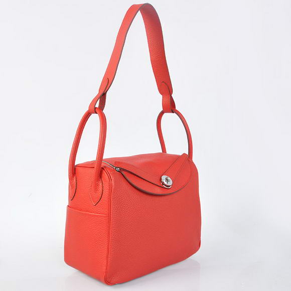 Hermes Lindy 30CM Havanne Handbags 1057 Red Leather Silver Hardware Hermes Lindy 30CM Havanne Handbags 1057 Red Leather Silver Hardware