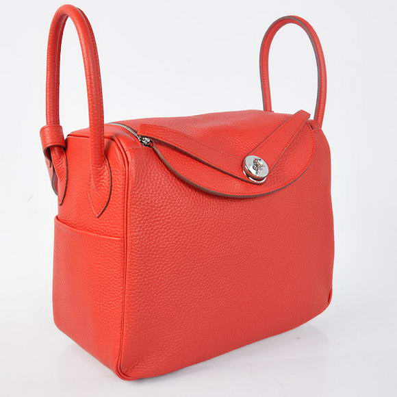 Hermes Lindy 30CM Havanne Handbags 1057 Red Leather Silver Hardware Hermes Lindy 30CM Havanne Handbags 1057 Red Leather Silver Hardware