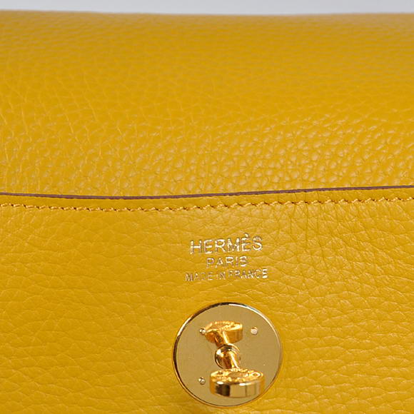Hermes Lindy 30CM Havanne Handbags 1057 Yellow Leather Golden Hardware Hermes Lindy 30CM Havanne Handbags 1057 Yellow Leather Golden Hardware