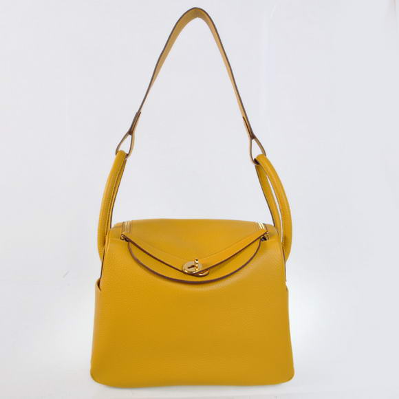 Hermes Lindy 30CM Havanne Handbags 1057 Yellow Leather Golden Hardware Hermes Lindy 30CM Havanne Handbags 1057 Yellow Leather Golden Hardware