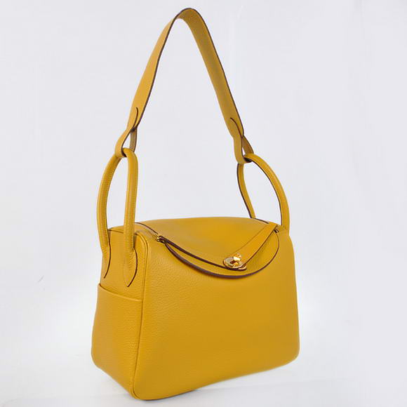 Hermes Lindy 30CM Havanne Handbags 1057 Yellow Leather Golden Hardware Hermes Lindy 30CM Havanne Handbags 1057 Yellow Leather Golden Hardware