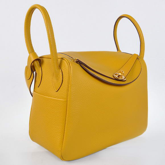 Hermes Lindy 30CM Havanne Handbags 1057 Yellow Leather Golden Hardware Hermes Lindy 30CM Havanne Handbags 1057 Yellow Leather Golden Hardware