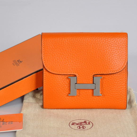 Hermes Constance Wallets Togo Leather A608 Orange Hermes Constance Wallets Togo Leather A608 Orange