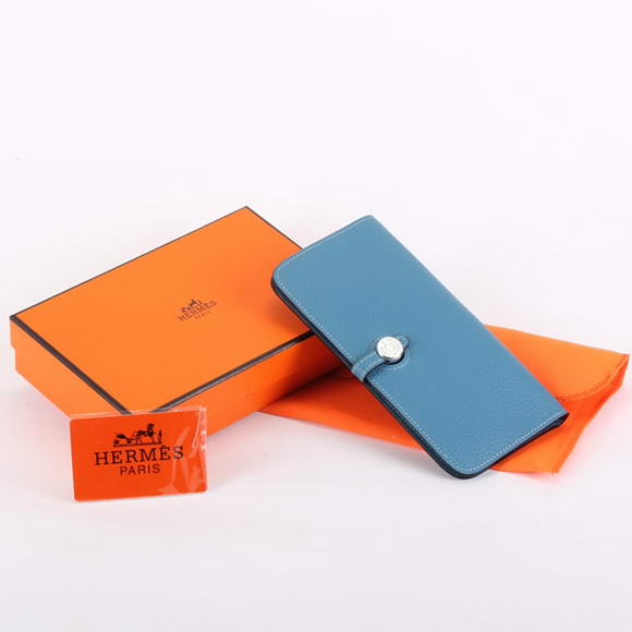 Hermes Dogon Togo Leather Wallet Travel Case A808 Blue Hermes Dogon Togo Leather Wallet Travel Case A808 Blue