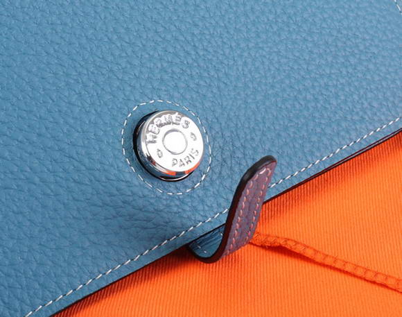 Hermes Dogon Togo Leather Wallet Travel Case A808 Blue Hermes Dogon Togo Leather Wallet Travel Case A808 Blue