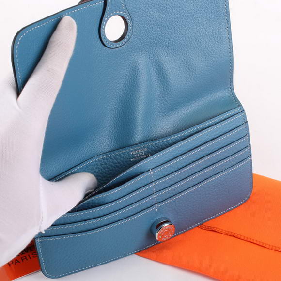 Hermes Dogon Togo Leather Wallet Travel Case A808 Blue Hermes Dogon Togo Leather Wallet Travel Case A808 Blue