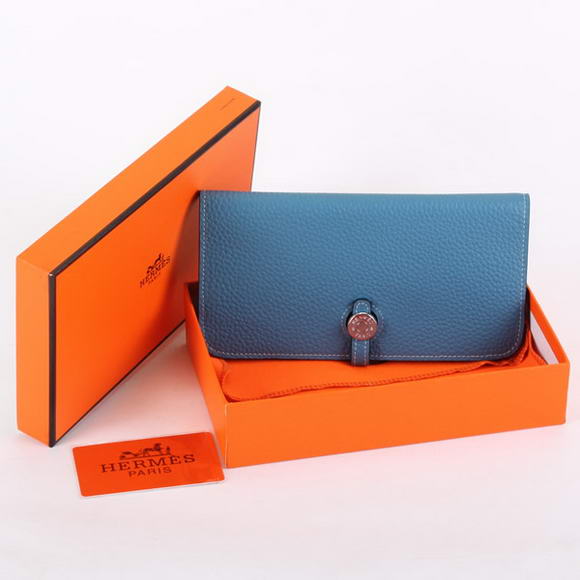 Hermes Dogon Togo Leather Wallet Travel Case A808 Blue Hermes Dogon Togo Leather Wallet Travel Case A808 Blue