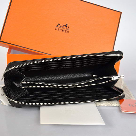 Hermes Evelyn Long Wallet Zip Purse A808 Black Hermes Evelyn Long Wallet Zip Purse A808 Black
