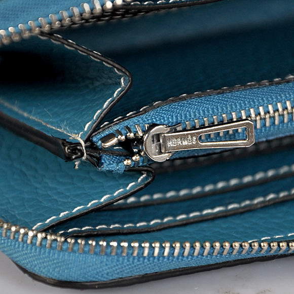 Hermes Evelyn Long Wallet Zip Purse A808 Blue Hermes Evelyn Long Wallet Zip Purse A808 Blue