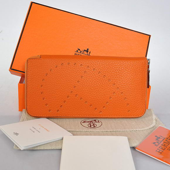 Hermes Evelyn Long Wallet Zip Purse A808 Orange Hermes Evelyn Long Wallet Zip Purse A808 Orange