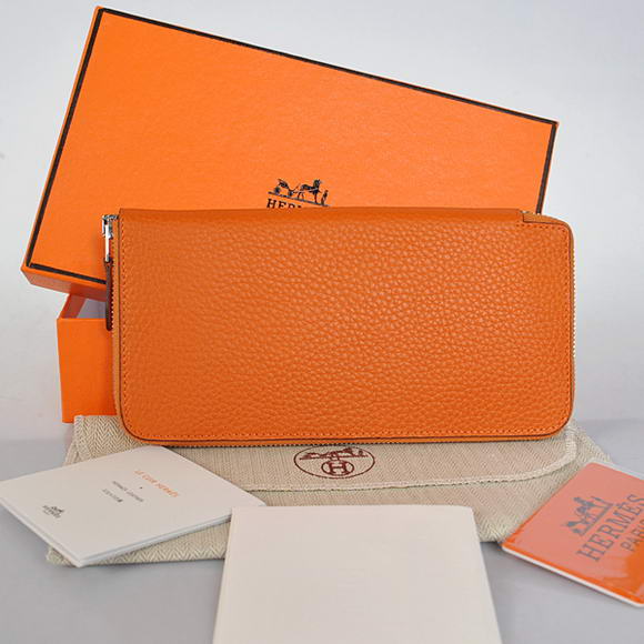 Hermes Evelyn Long Wallet Zip Purse A808 Orange Hermes Evelyn Long Wallet Zip Purse A808 Orange