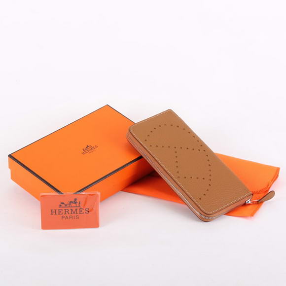 Hermes Togo Leather Perforated Zippy Wallet 9032 Coffee Hermes Togo Leather Perforated Zippy Wallet 9032 Coffee