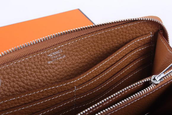 Hermes Togo Leather Perforated Zippy Wallet 9032 Coffee Hermes Togo Leather Perforated Zippy Wallet 9032 Coffee