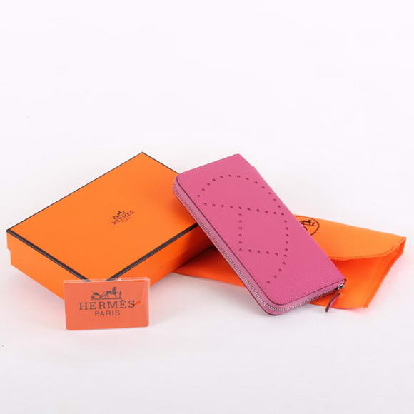Hermes Togo Leather Perforated Zippy Wallet 9032 Roseo Hermes Togo Leather Perforated Zippy Wallet 9032 Roseo