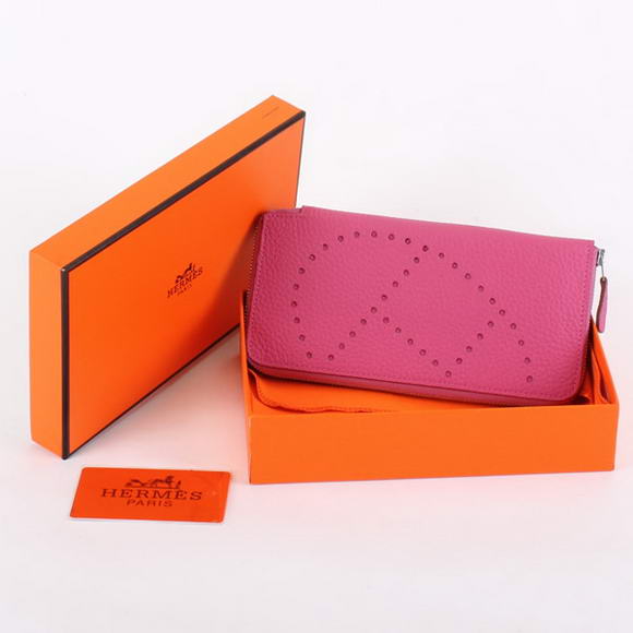Hermes Togo Leather Perforated Zippy Wallet 9032 Roseo Hermes Togo Leather Perforated Zippy Wallet 9032 Roseo