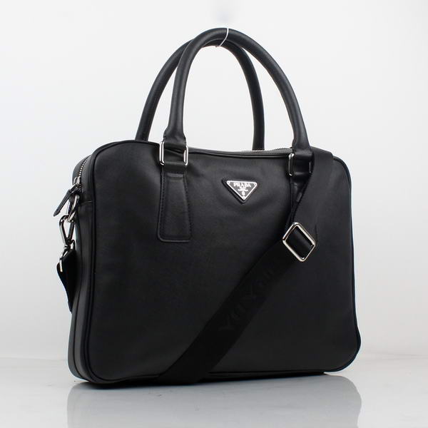 Prada BL0791 Saffiano Calf Leather Top Handle Bag Black Prada BL0791 Saffiano Calf Leather Top Handle Bag Black