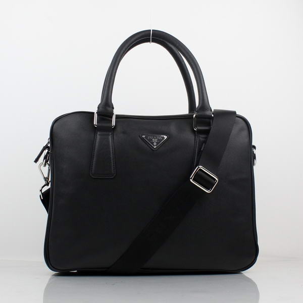 Prada BL0791 Saffiano Calf Leather Top Handle Bag Black Prada BL0791 Saffiano Calf Leather Top Handle Bag Black