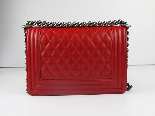 Chanel A67025 Le Boy Flap Shoulder Bag In Red Sheepskin Leather Chanel A67025 Le Boy Flap Shoulder Bag In Red Sheepskin Leather