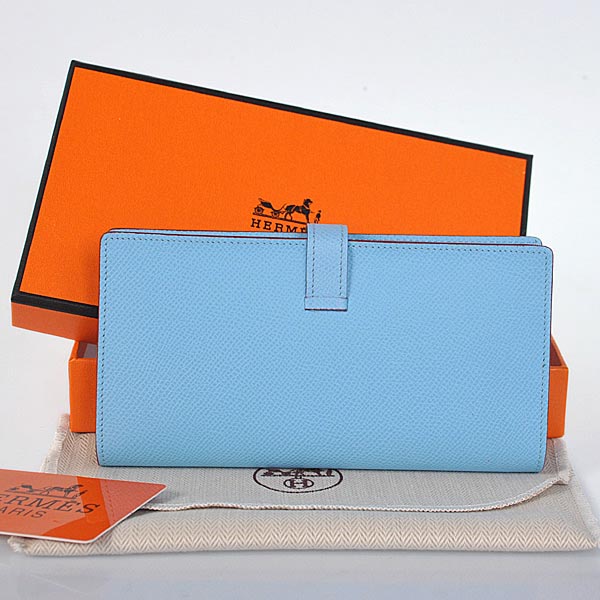 Hermes Bearn Wallet Original Smooth Leather Light Blue Hermes Bearn Wallet Original Smooth Leather Light Blue