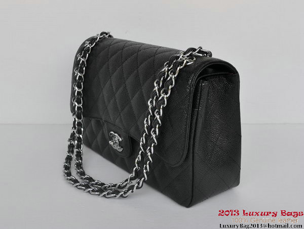 Chanel Jumbo Quilted Classic Cannage Patterns Flap Bag A58600 Black Silver Chanel Jumbo Quilted Classic Cannage Patterns Flap Bag A58600 Black Silver