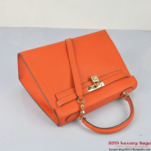 Hermes Kelly 32cm Shoulder Bags H6108 Orange Leather Gold Hermes Kelly 32cm Shoulder Bags H6108 Orange Leather Gold