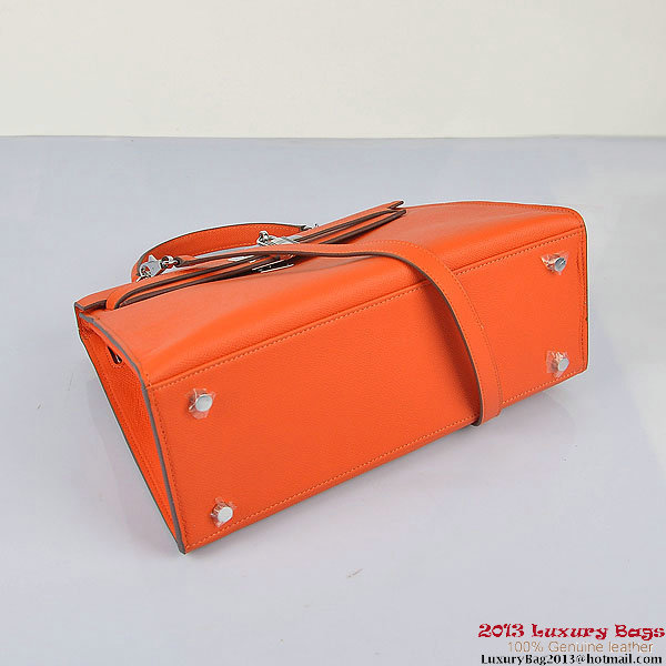 Hermes Kelly 32cm Shoulder Bags H6108 Orange Leather Silver Hermes Kelly 32cm Shoulder Bags H6108 Orange Leather Silver