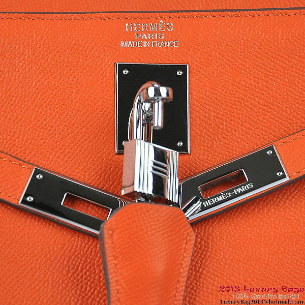 Hermes Kelly 32cm Shoulder Bags H6108 Orange Leather Silver Hermes Kelly 32cm Shoulder Bags H6108 Orange Leather Silver
