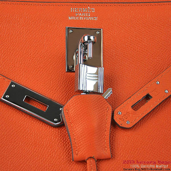 Hermes Kelly 32cm Shoulder Bags H6108 Orange Leather Silver Hermes Kelly 32cm Shoulder Bags H6108 Orange Leather Silver