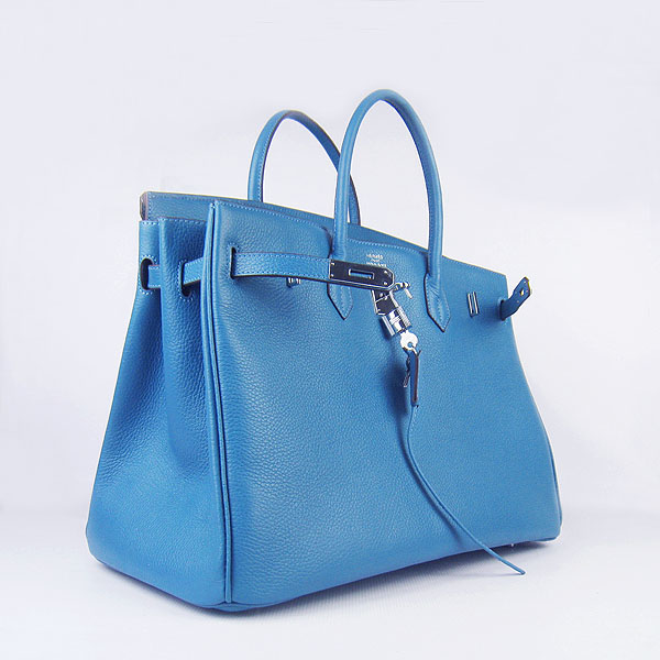 Hermes Birkin 6099 40CM Togo Bag Blue Silver padlock Hermes Birkin 6099 40CM Togo Bag Blue Silver padlock
