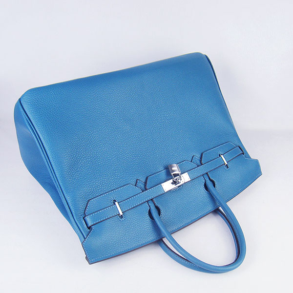 Hermes Birkin 6099 40CM Togo Bag Blue Silver padlock Hermes Birkin 6099 40CM Togo Bag Blue Silver padlock