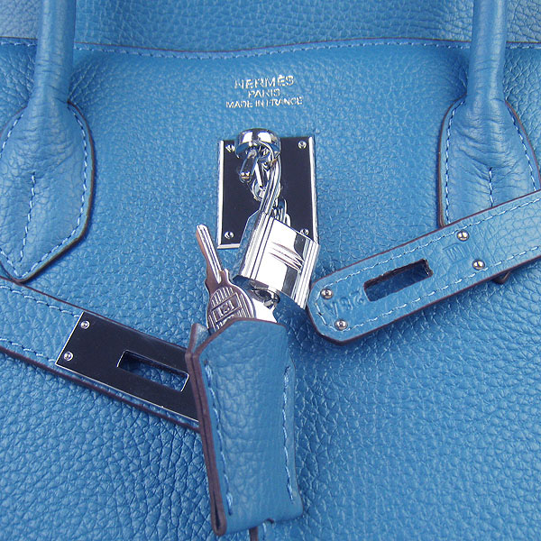 Hermes Birkin 6099 40CM Togo Bag Blue Silver padlock Hermes Birkin 6099 40CM Togo Bag Blue Silver padlock