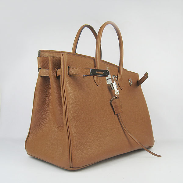 Hermes Birkin 40CM Togo Handbag Light Coffee 6099 Silver Hermes Birkin 40CM Togo Handbag Light Coffee 6099 Silver