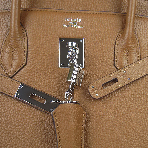 Hermes Birkin 40CM Togo Handbag Light Coffee 6099 Silver Hermes Birkin 40CM Togo Handbag Light Coffee 6099 Silver
