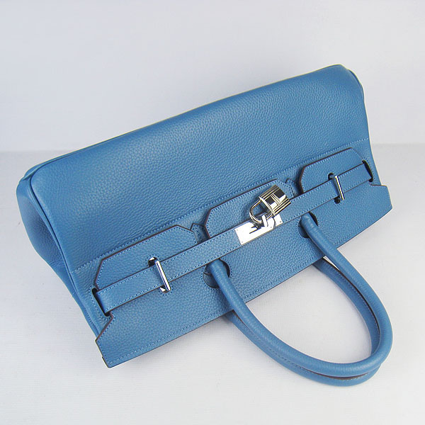 Hermes Birkin 6109 Togo Leather Bag Blue 42cm Silver Hermes Birkin 6109 Togo Leather Bag Blue 42cm Silver