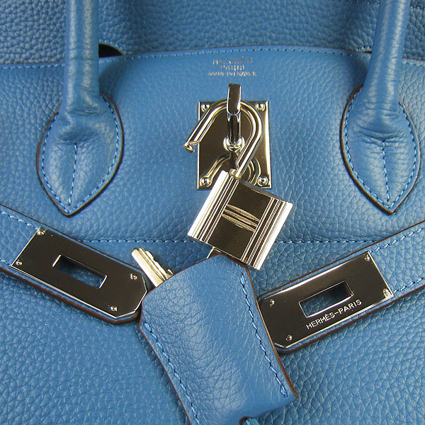 Hermes Birkin 6109 Togo Leather Bag Blue 42cm Silver Hermes Birkin 6109 Togo Leather Bag Blue 42cm Silver