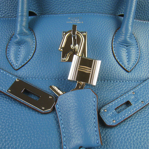 Hermes Birkin 6109 Togo Leather Bag Blue 42cm Silver Hermes Birkin 6109 Togo Leather Bag Blue 42cm Silver
