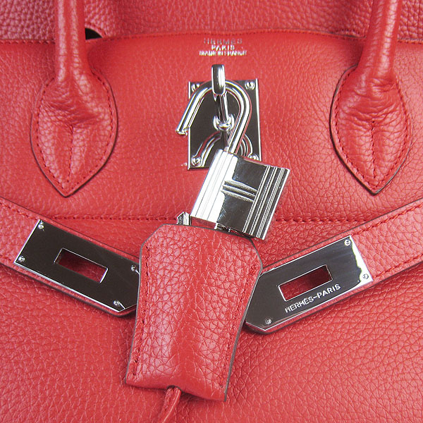 Hermes Birkin 6109 Togo Leather Bag Red 42CM Silver Hermes Birkin 6109 Togo Leather Bag Red 42CM Silver