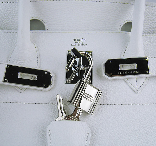 Hermes Birkin 6109 Togo Leather Bag White 42cm Silver Hermes Birkin 6109 Togo Leather Bag White 42cm Silver